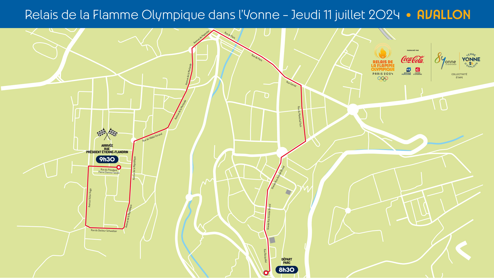 Parcours détaillé du Relais de la Flamme Olympique à Avallon