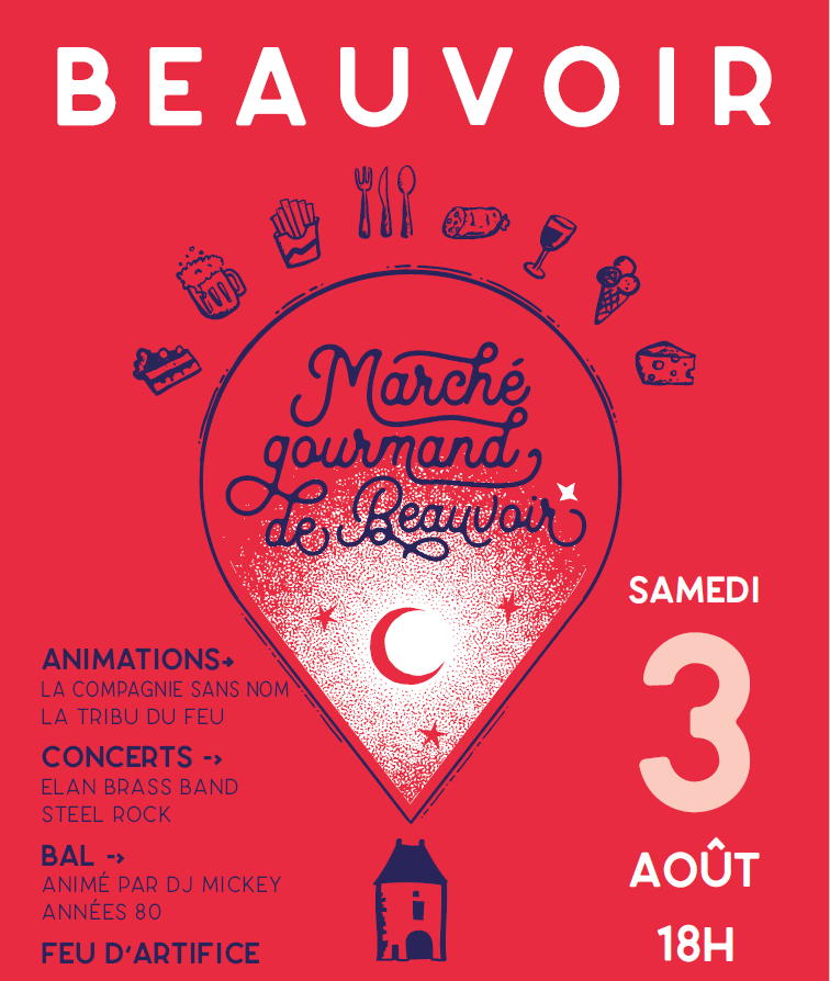 Affiche du marché gourmand de Beauvoir le 3 août 2024